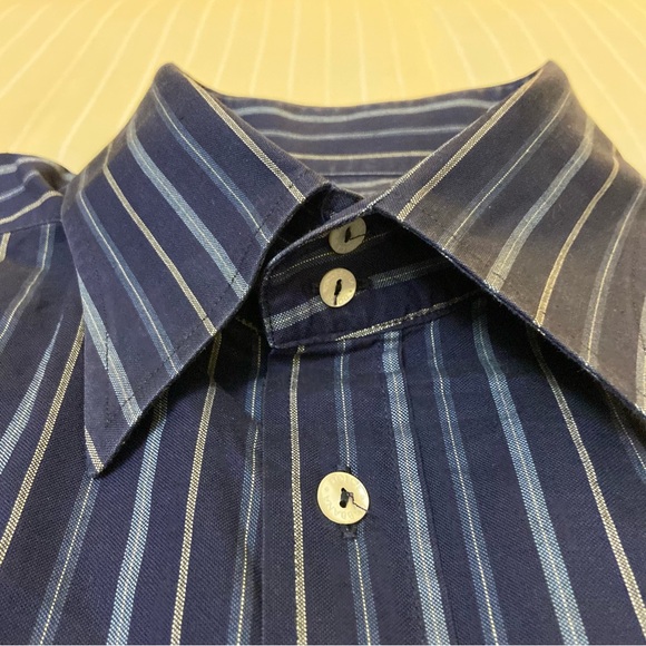 Dolce & Gabbana navy blue striped long sleeve collared dress shirt sz L 👔 - Picture 8 of 14